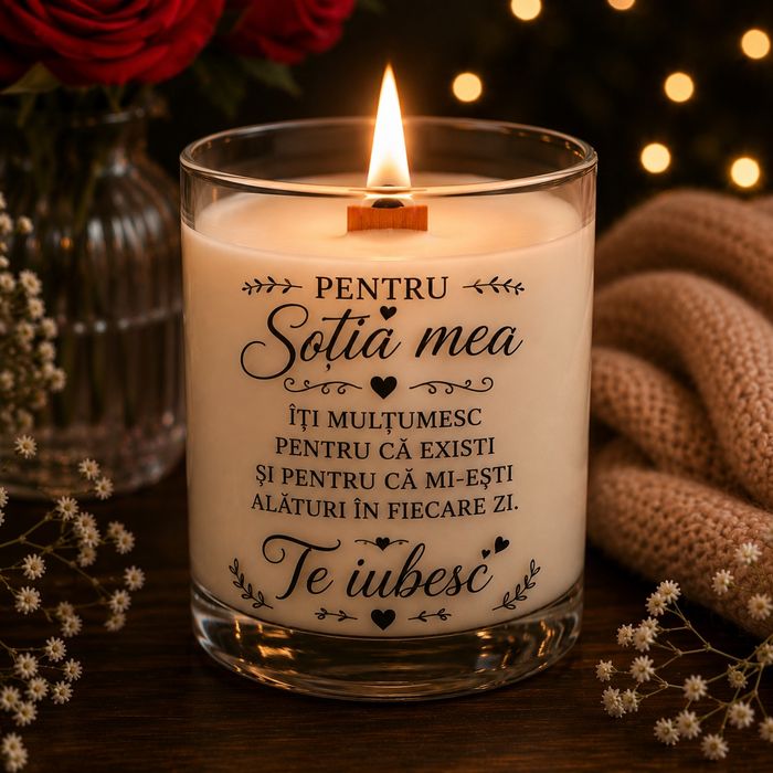 Lumânare personalizată cu nume și mesaj | Cadou pentru soție, mamă