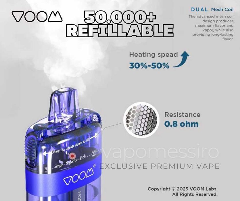 Vape Castigator Loc 1  Voom Premim 50.000 Reincarcabil