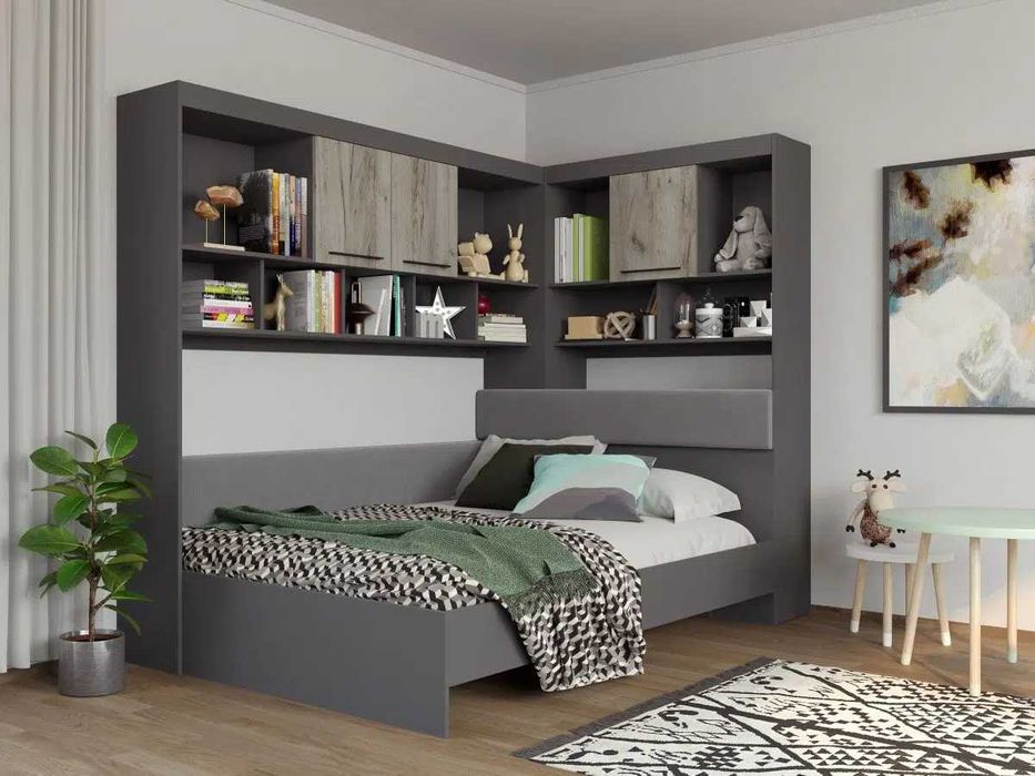 Set Dormitor Colt Lucio C2 Gri / Lemn