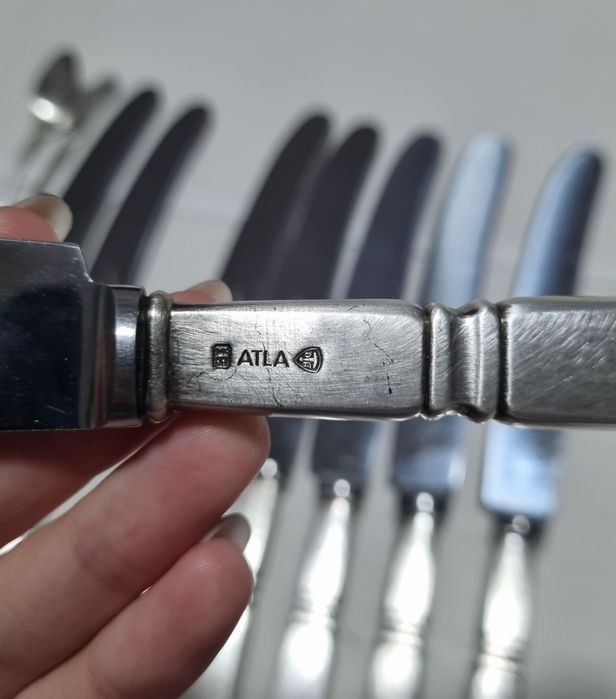 Set 8 cutite si 5 lingurite inox vintage