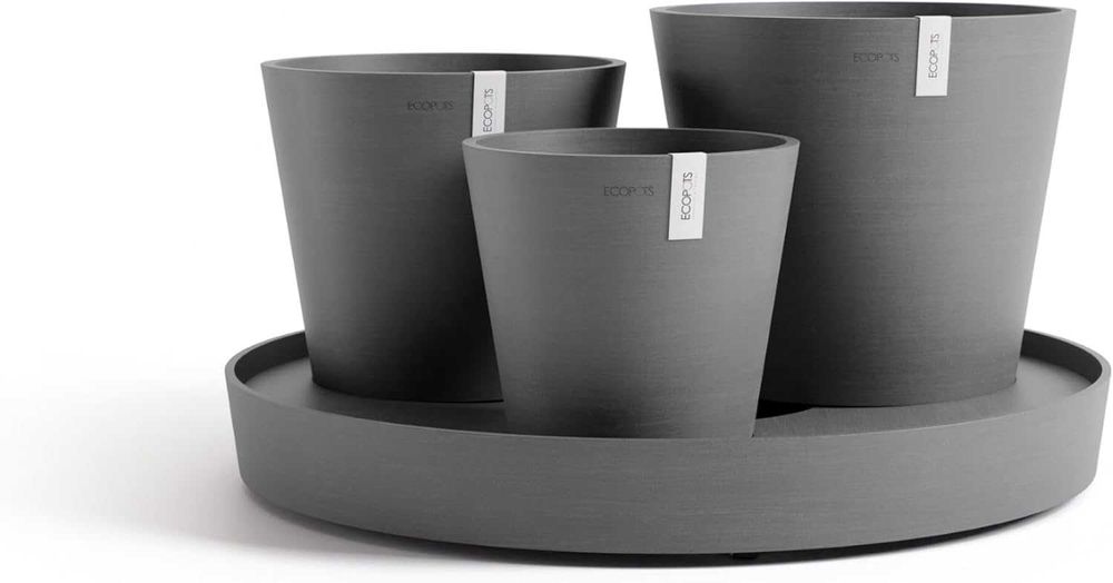 Комплект самополиващи саксии Ecopots Dubai 3 броя и подложка с колелца