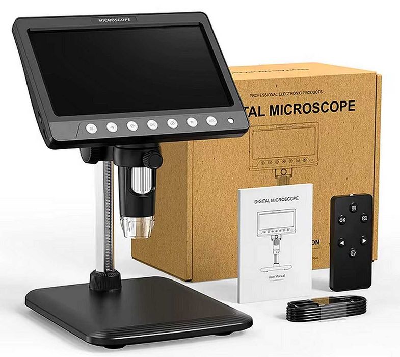 Microscop digital cu display 7" iluminare cu 8 leduri si telecomanda