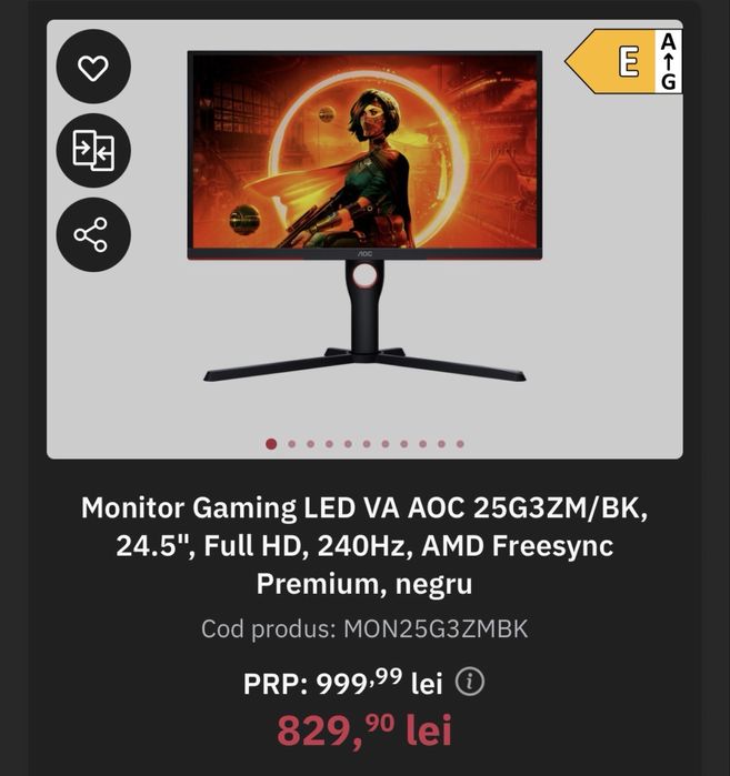 Vand monitor gaming AOC 240hz sau dau la schimb pe 144 de hz