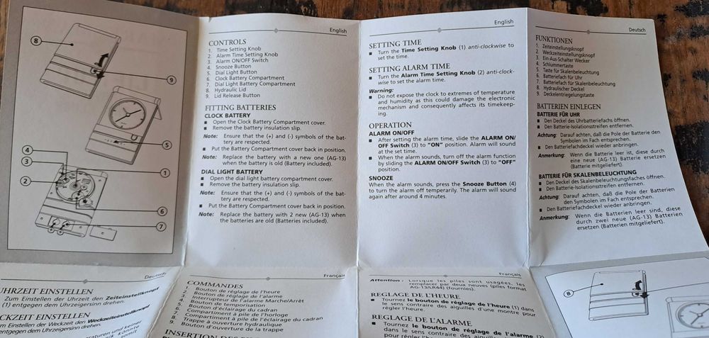 часовник будилник за бюро Марксман, капак и светлина за циферблата