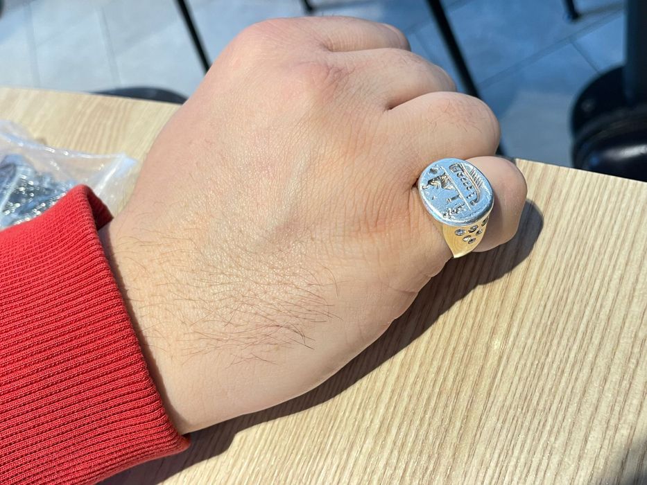 Inel aur 14 k cu diamante naturale 0,5 kt si moneda Grecia antica