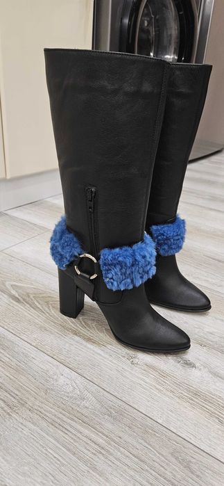 Черни ботуши Дарис, висок ток, неносени, само пробвани