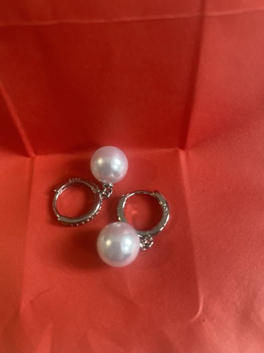 Cercei argint si perle sintetice