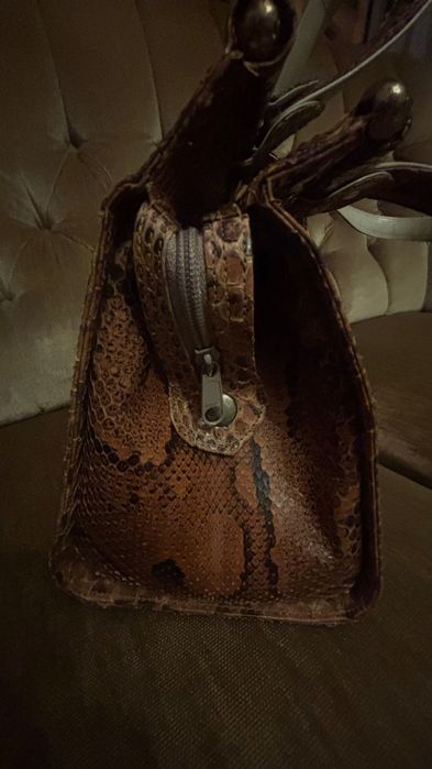 Poșetă vintage din piele de piton, Made in Italy, lucrată manual”