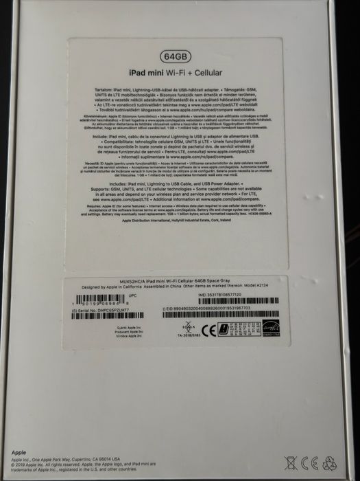 Ipad Mini 5 64GB Wifi + Cellular