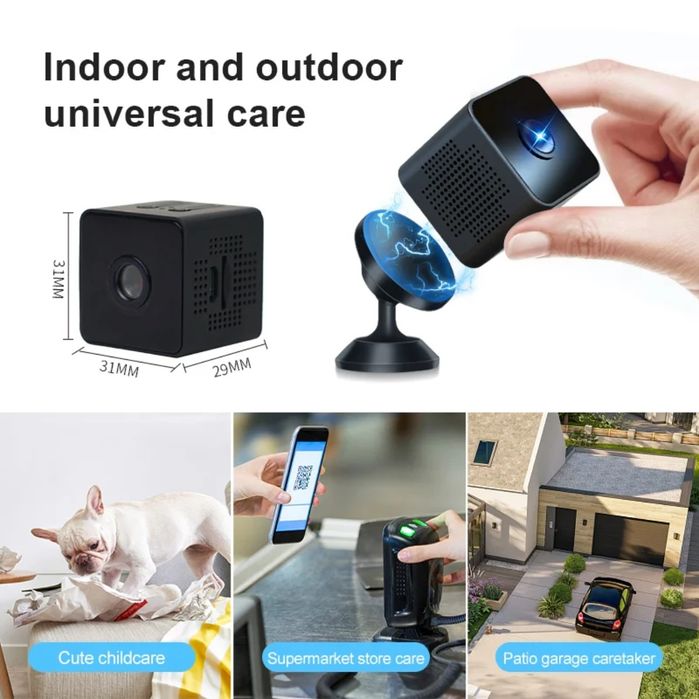 Мини  WiFi Камера за наблюдение, Full HD 1080P, нощно виждане