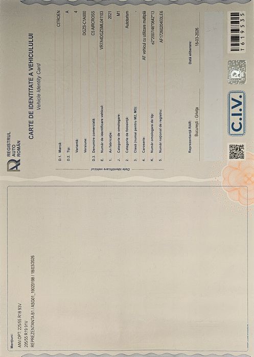 RAR efectuat Citroen C5 Aircross Plug in Hybrid 105500 km 08.2021