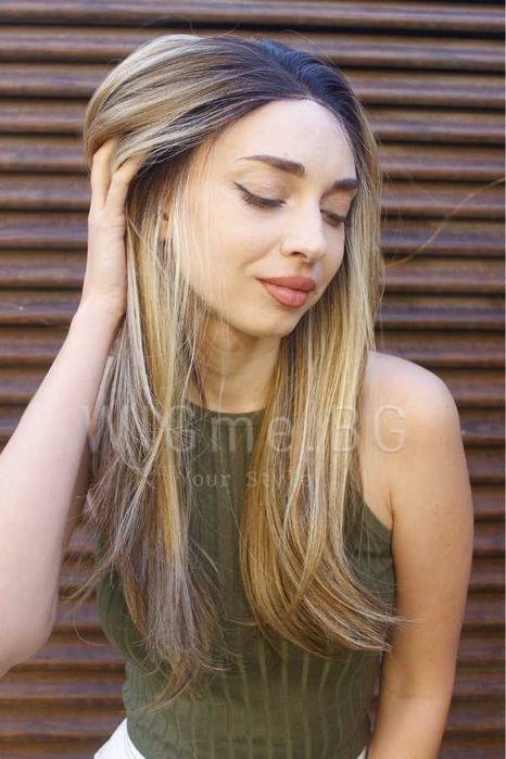 Дълга права тъмноруса лейс фронт перука Сузана