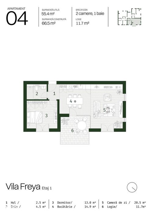 Apartamente la VILA, colinapark.ro, Pompa caldura individ., Energ.A