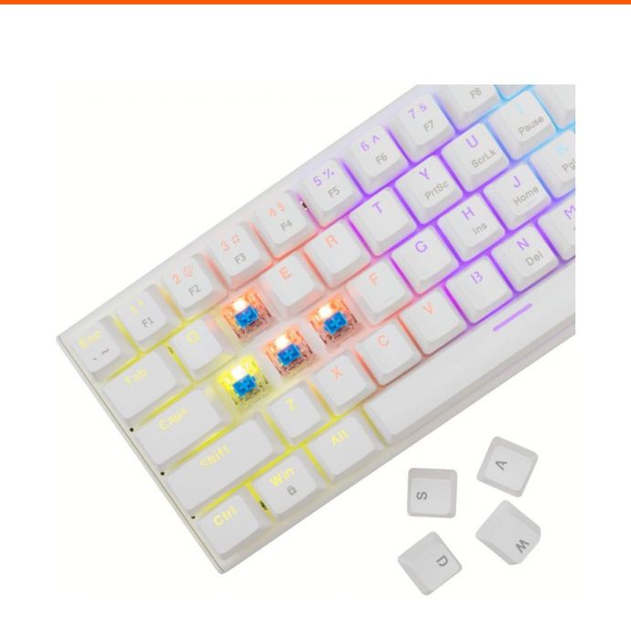 Механична клавиатура/White Shark - WAKIZASHI-2 White, Blue Sw., бяла