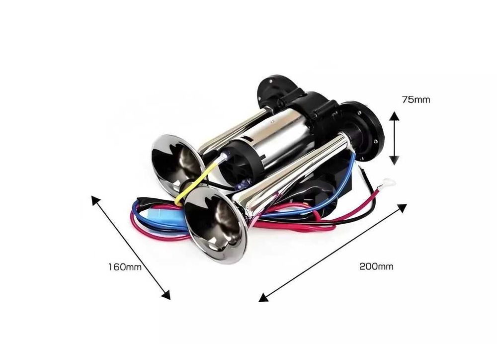 Двойна тромба 150dB 12V 200x160мм с компресор – Супер мощна