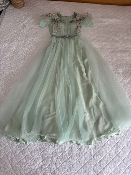 Set rochii mama-fiică – verde deschis, unicat, mărime S și 4 ani