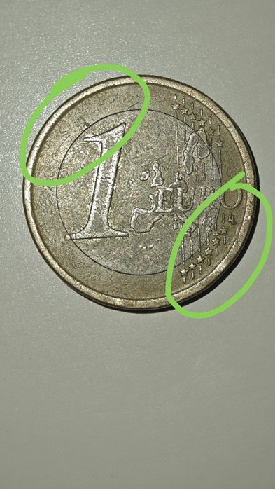 Moneda 1 euro Espana ,cu eroare de fabricație
