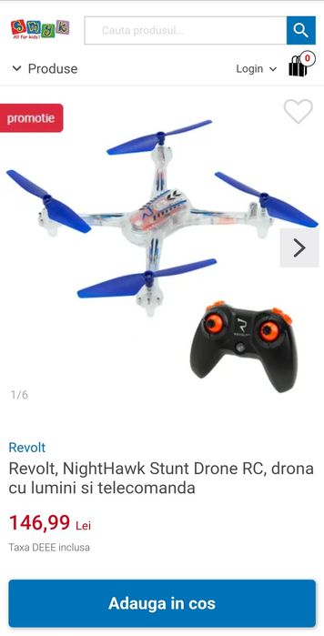 Revolt, NightHawk Stunt Drone RC, drona cu lumini si telecomanda