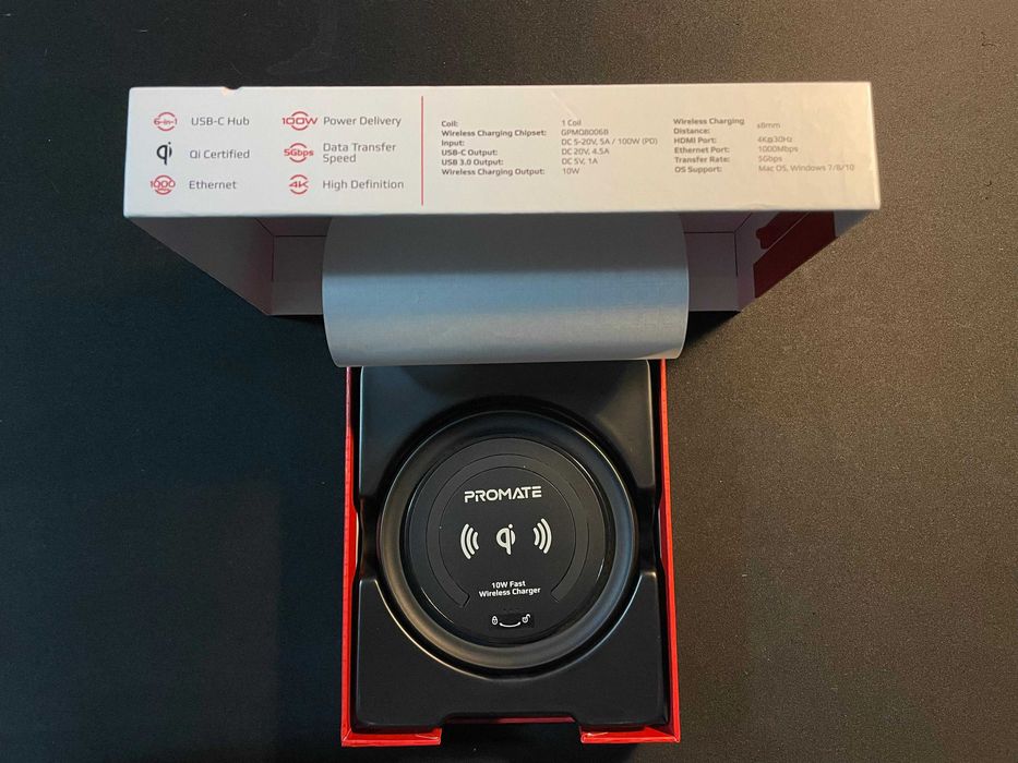 Docking Station Hub USB-C 100W PD, 4K HDMI, Ethernet + Qi Wireless Charger