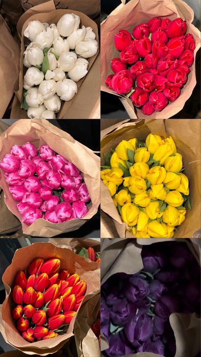 Тюльпаны в красивой упаковке по 700тг.