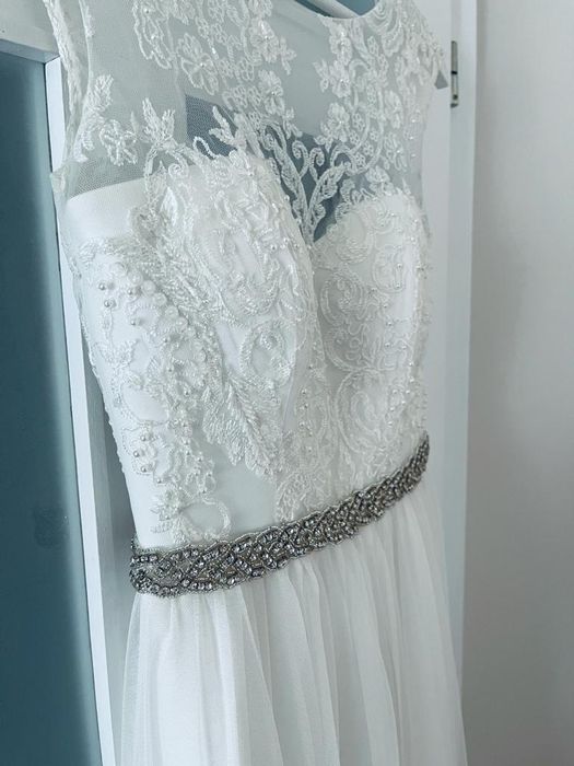 Rochie de mireasa NOUA, nepurtata – A-line fluida, XS–S XS–S, A-line,