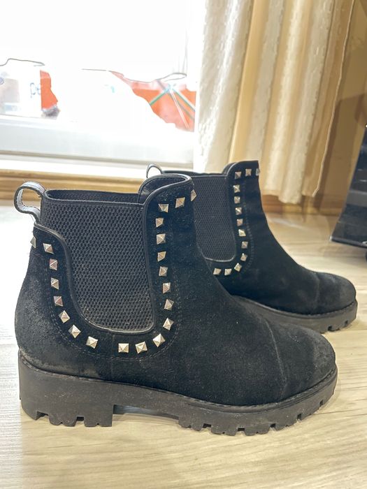 Ghete Musette cu tinte din piele intoarsa