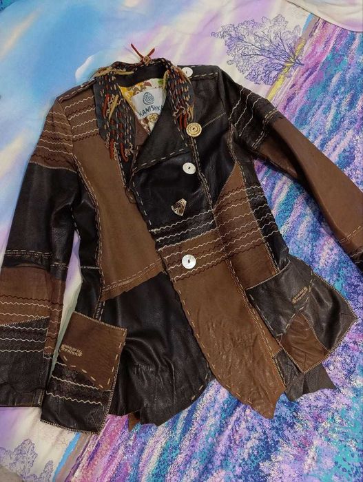 Эксклюзивный кожаный пиджак (пэчворк) | Натуральная кожа | Размер 46