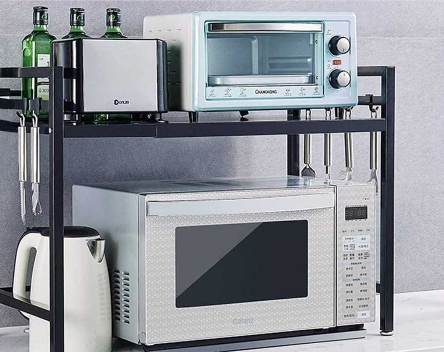 Регулируем метален рафт за микровълнова фурна, кухненски органайзер