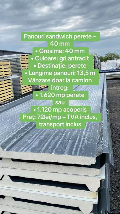 Panouri sandwich 72lei mp