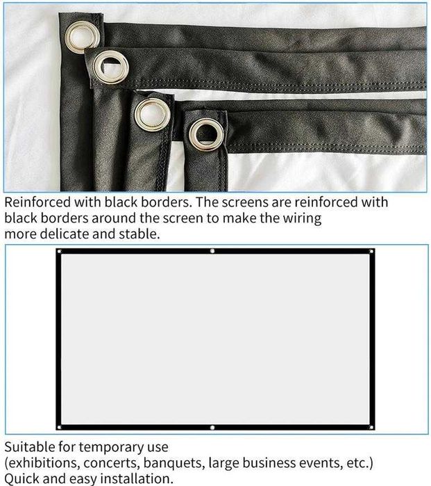 Преносим Сгъваем Прожекционен Екран за Проектор 100" Инчов 16:9 HD 4:3