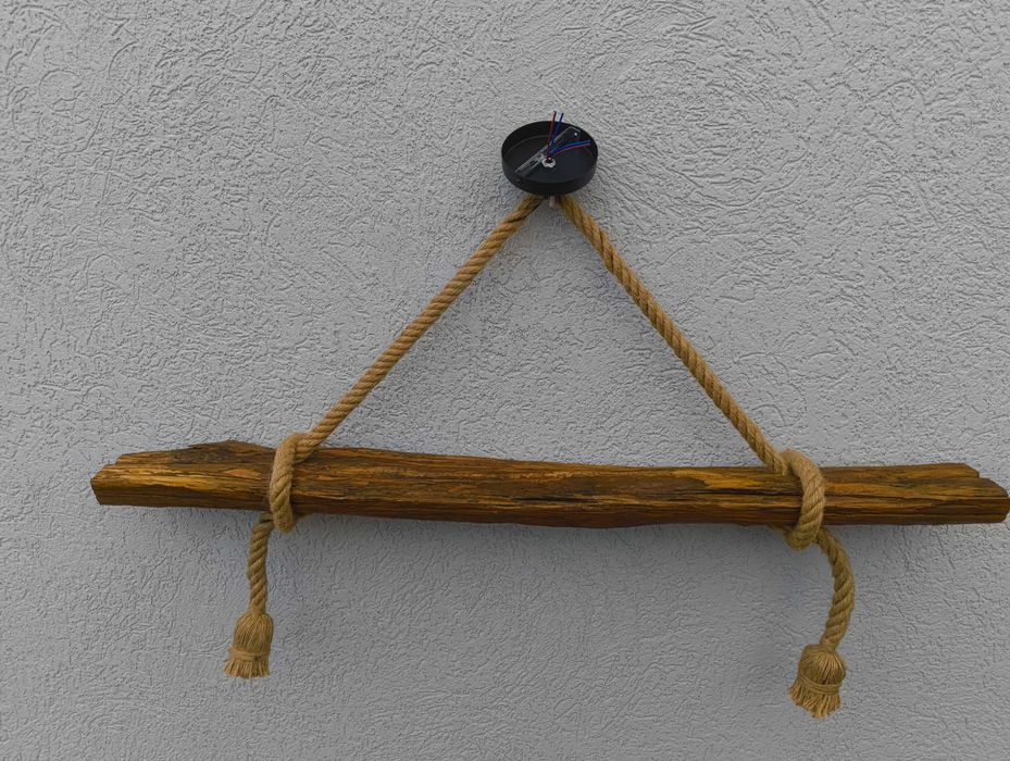 Candelabru rustic din lemn masiv