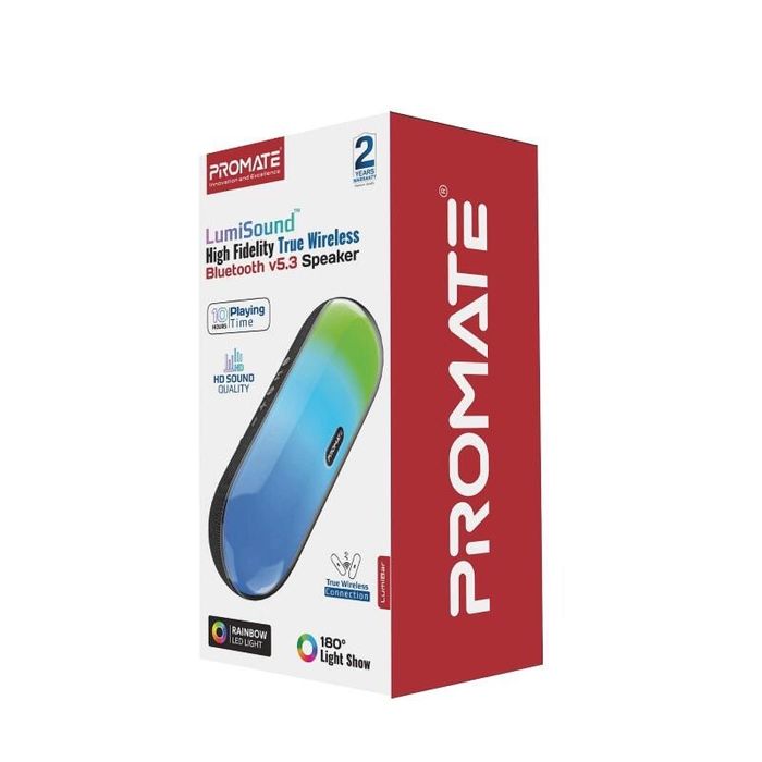 Promate LumiBar: Премиум Bluetooth v5.3 Водоустойчива Тонколона с тъч контрол и RGB LED светлина