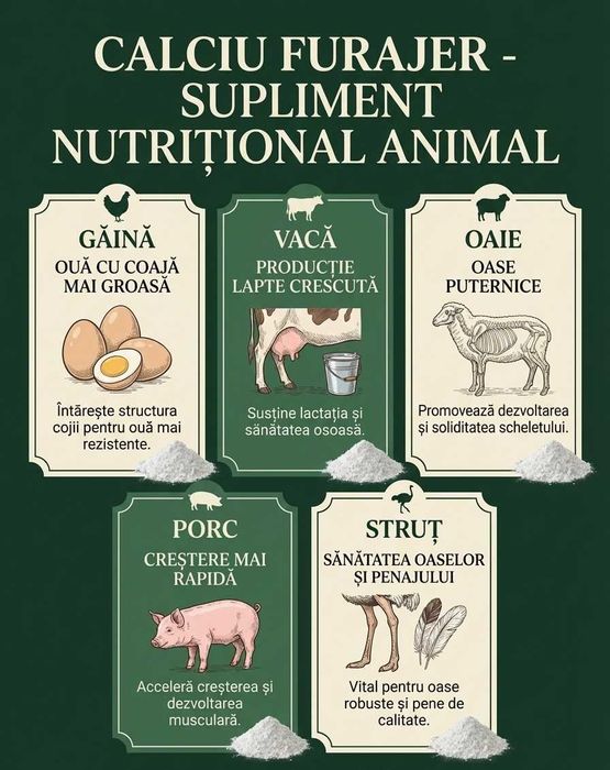 Calciu Furajer – 3 RON/kg | Găleată 5kg | Sac | Zona Beiuș