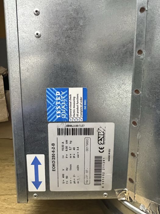 Электрический канальный нагреватель 2vv EOKO-250-6-2 калорифер 250мм