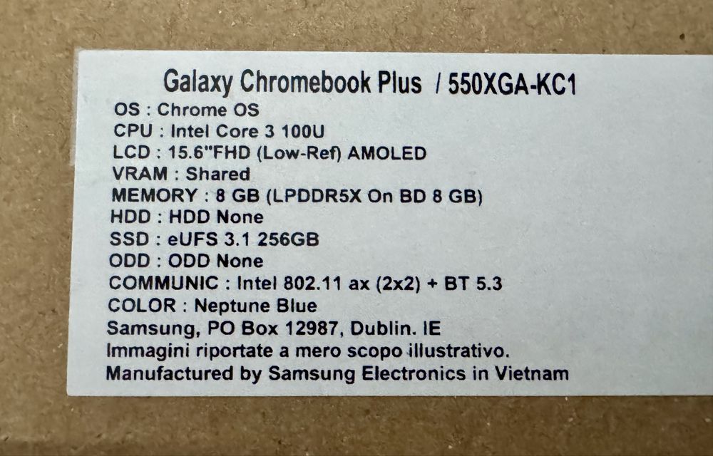 Laptop Samsung Galaxy Chromebook Plus 15.6” 8GB 256GB Blue Nou Sigilat