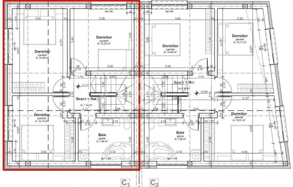 Duplex cu 2 garaje semifinisat de vanzare cartierul Dambul Rotund