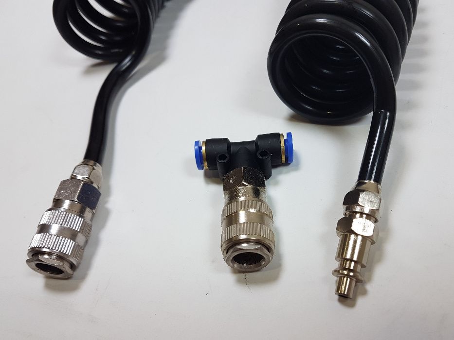 Пистолет за въздух със спирален маркуч 5м тройник и бърза връзка