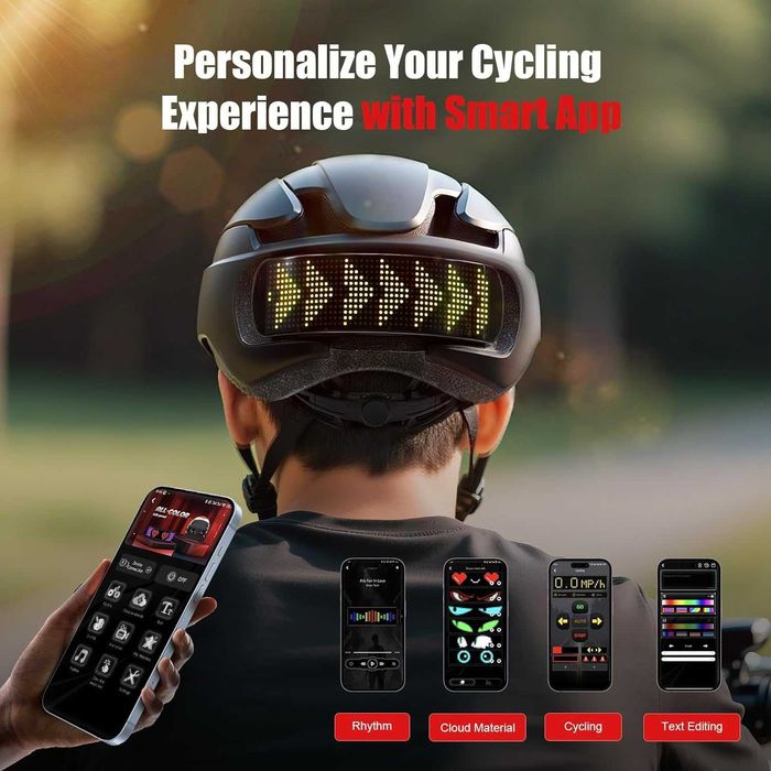 Cască bicicletă programabilă cu LED