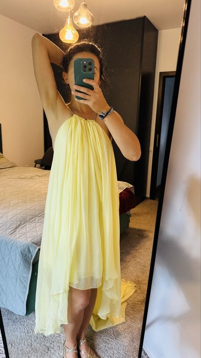 Rochie de ocazie din matase, manuri