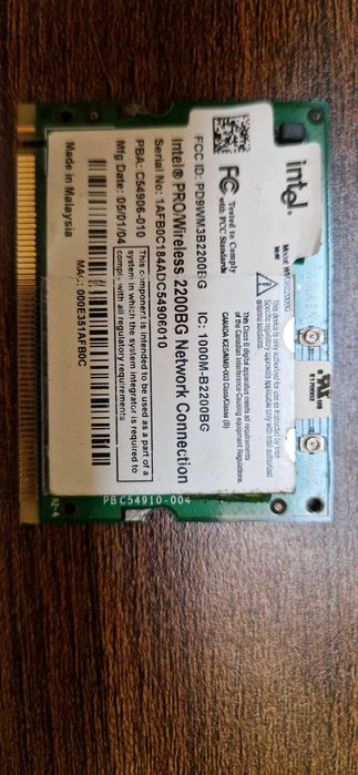Intel WM382200BG Wireless LAN Card 1000M-B2200BG