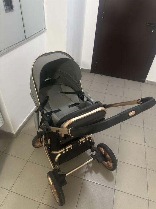 Коляска золотая алюминий 2в1 прогулочный