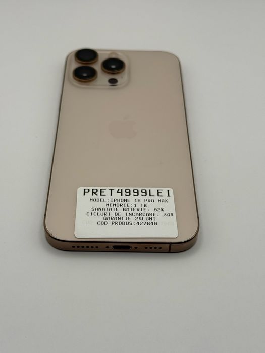 MAGAZIN VINDEM IPHONE : Iphone 16 Pro Max | 1 TB |  Gold | Garantie  24 luni