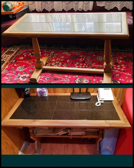 Masuta din stejar verde si negru&Masuta sticla negru pt. (living,hol).