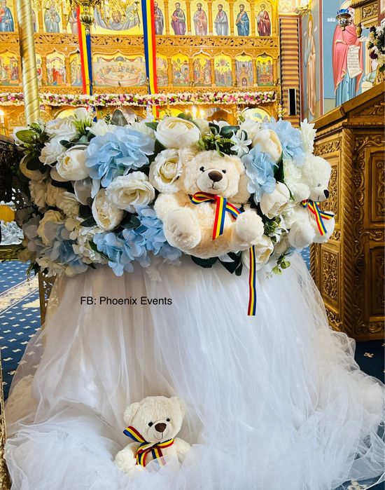 Aranjament cristelnita baietei decor biserica fetite decoratiuni botez
