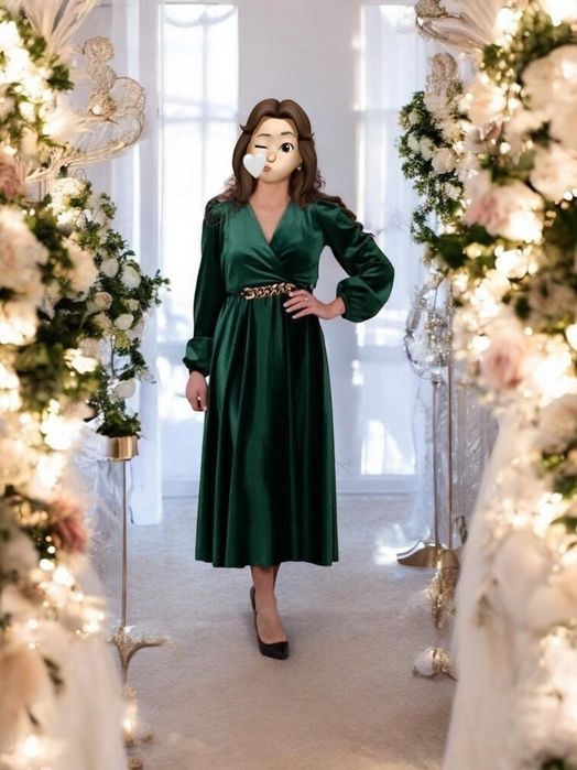 Rochie verde dantela
