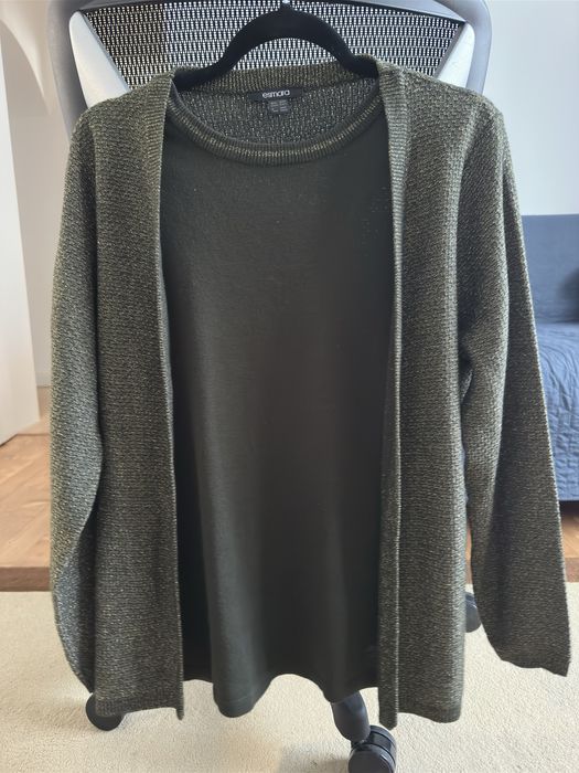 Bluza cardigan verde cu sclipici