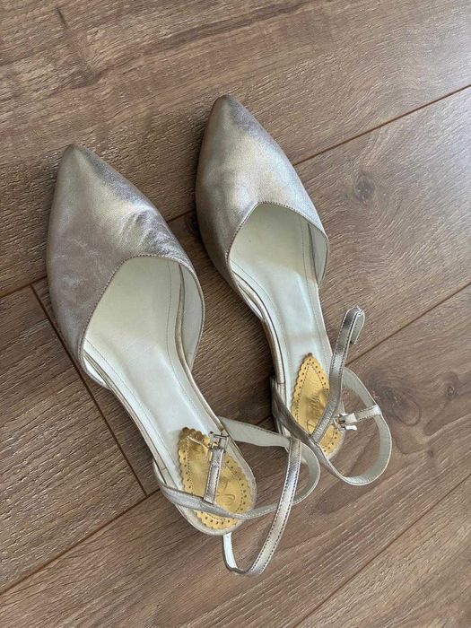 Pantofi-balerini piele narurala argintiu 39