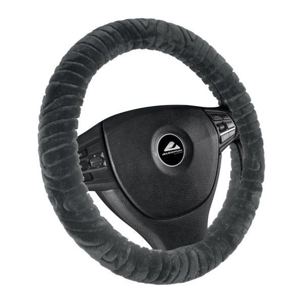 Husa volan plus de culoare neagra, diametru 37-39cm, material textil pufos, marca Automax
