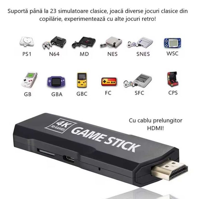 Ретро конзола Gamestick 30 000 игри, съвместима с 23 емулатора, 2 x бе