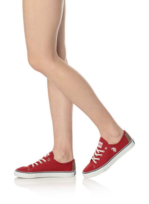 %ПРОМО% U. S. POLO № 39 – Дамски кецове в червено с лого нови с кутия